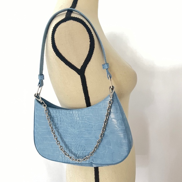 Urban Outfitters Light Blue Faux Croc Small Handbag- - Picture 1 of 9
